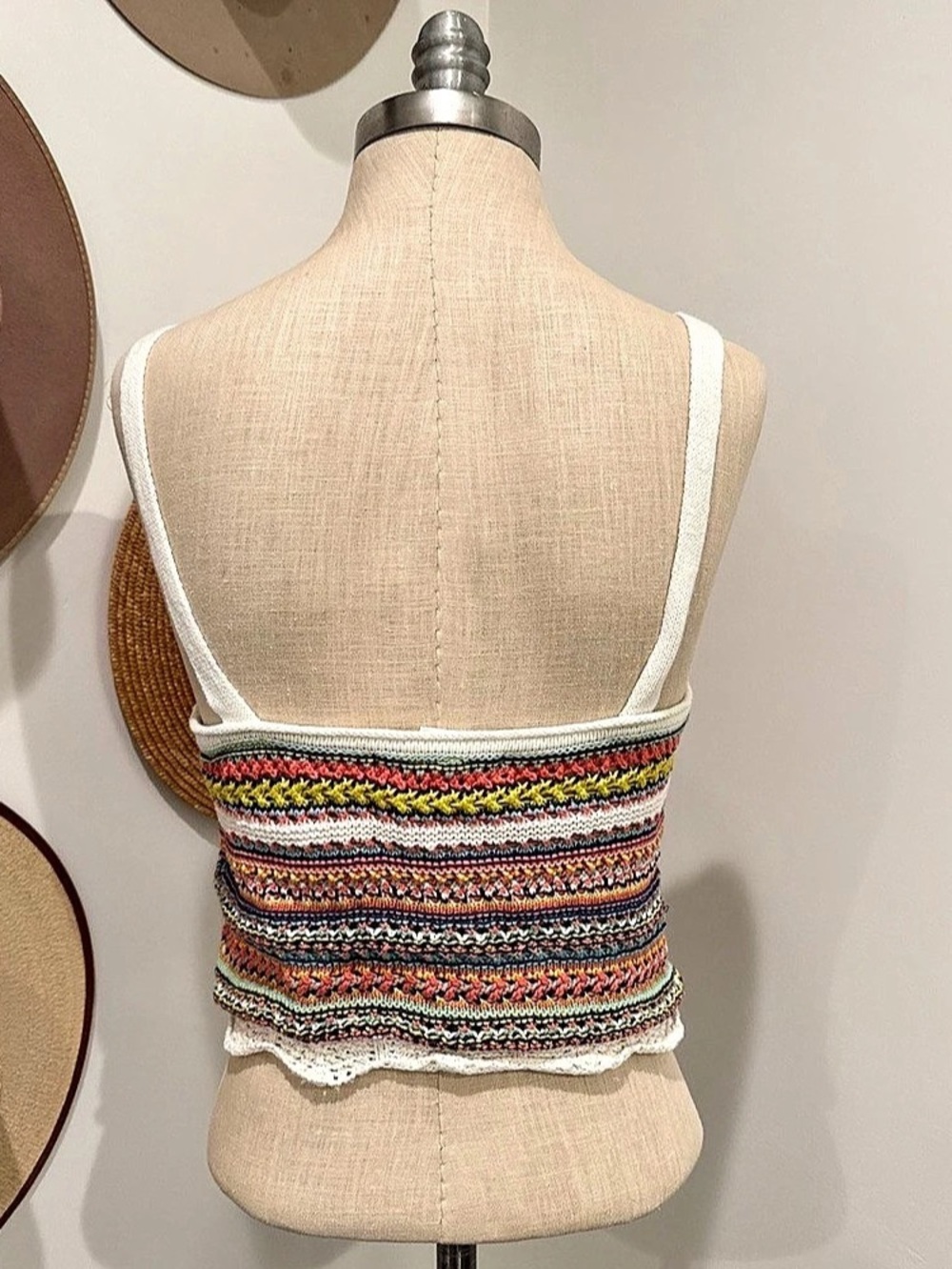 Cotton Emporium Multicolor Cropped Camisole Like New - Picture 2 of 2